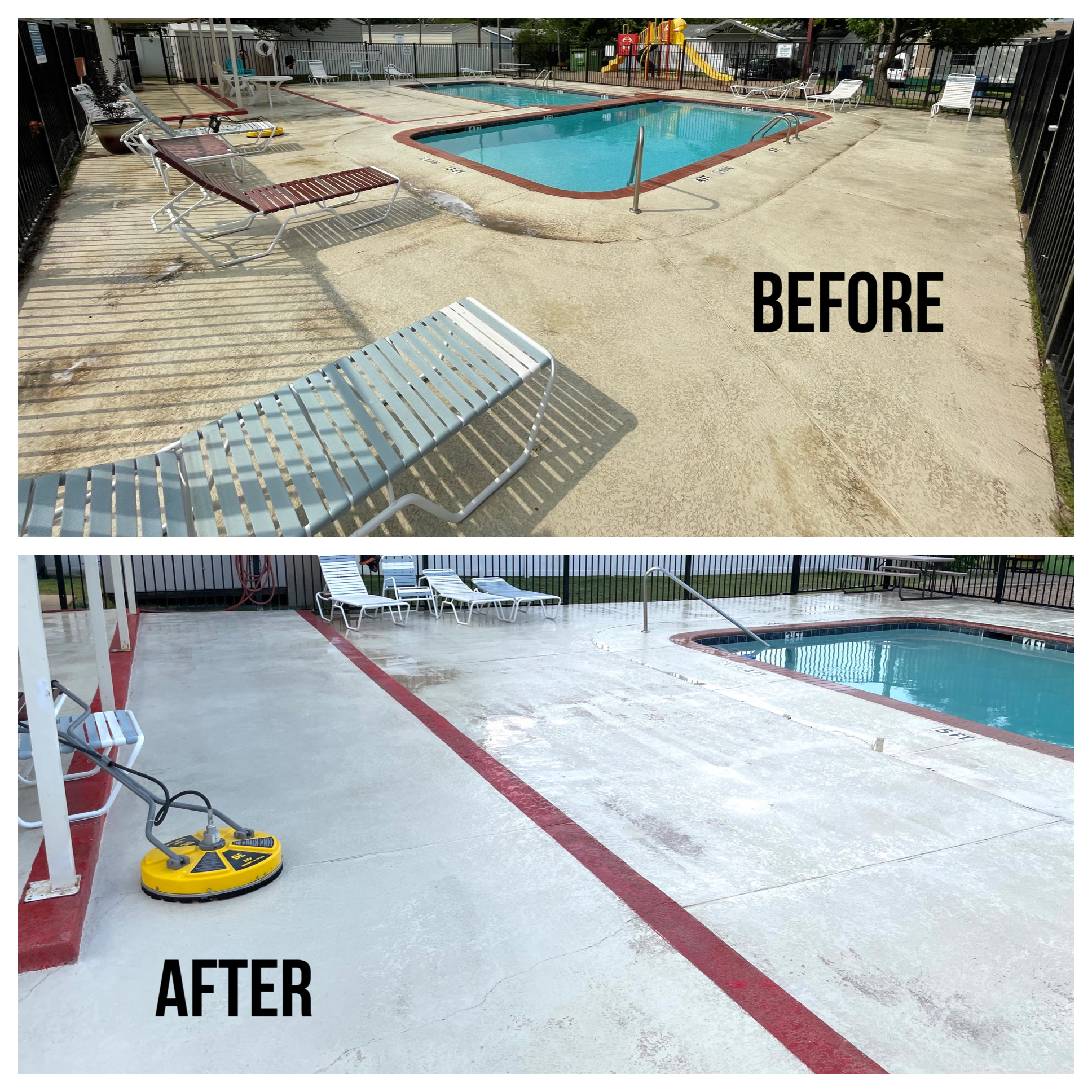 Concrete Pool Deck Cleaning and Building Washing in Seagoville, TX